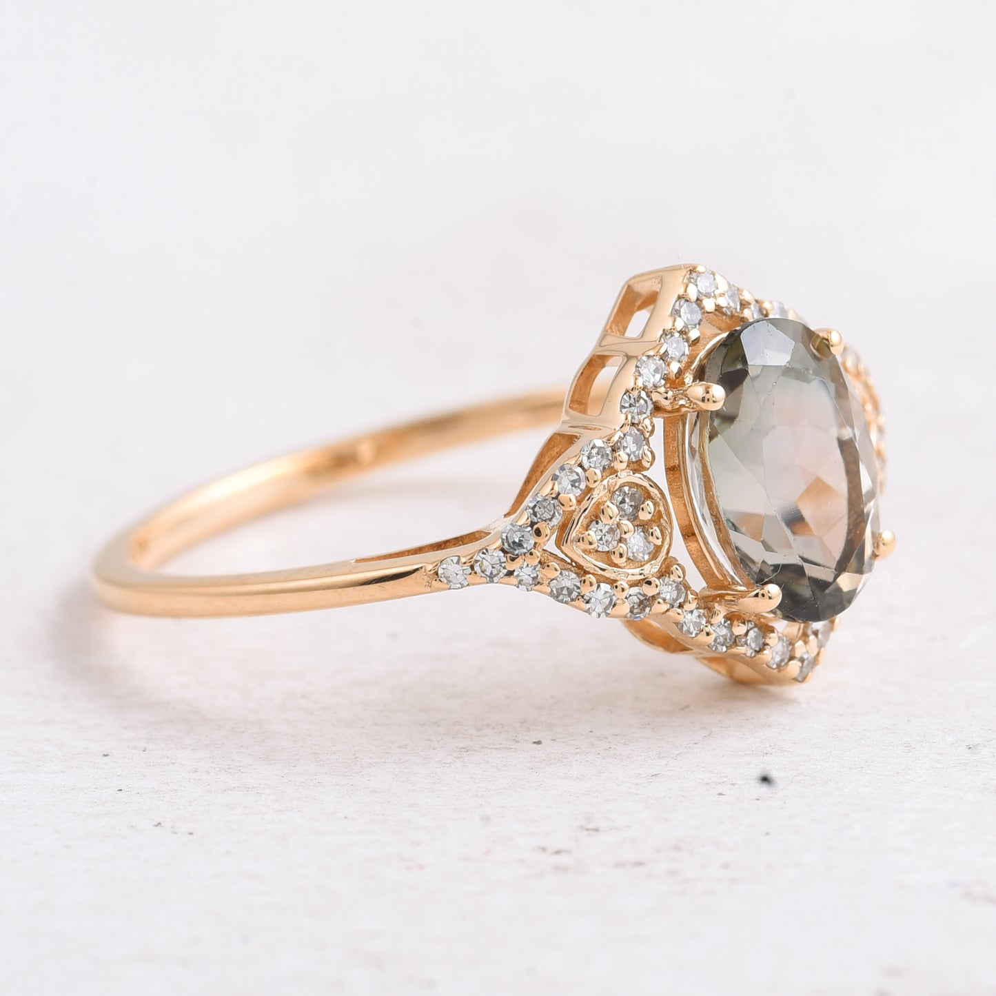 1.53 Ct Oval Mixed Cut Natural Tourmaline 14K Gold Ring