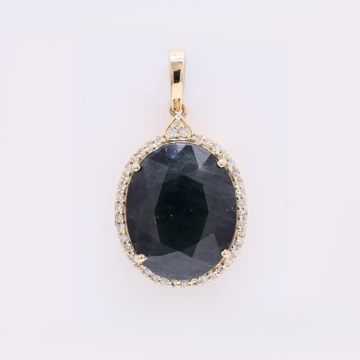 8.52 Ct Oval Mixed Cut Natural Sapphire 14K Gold Pendant