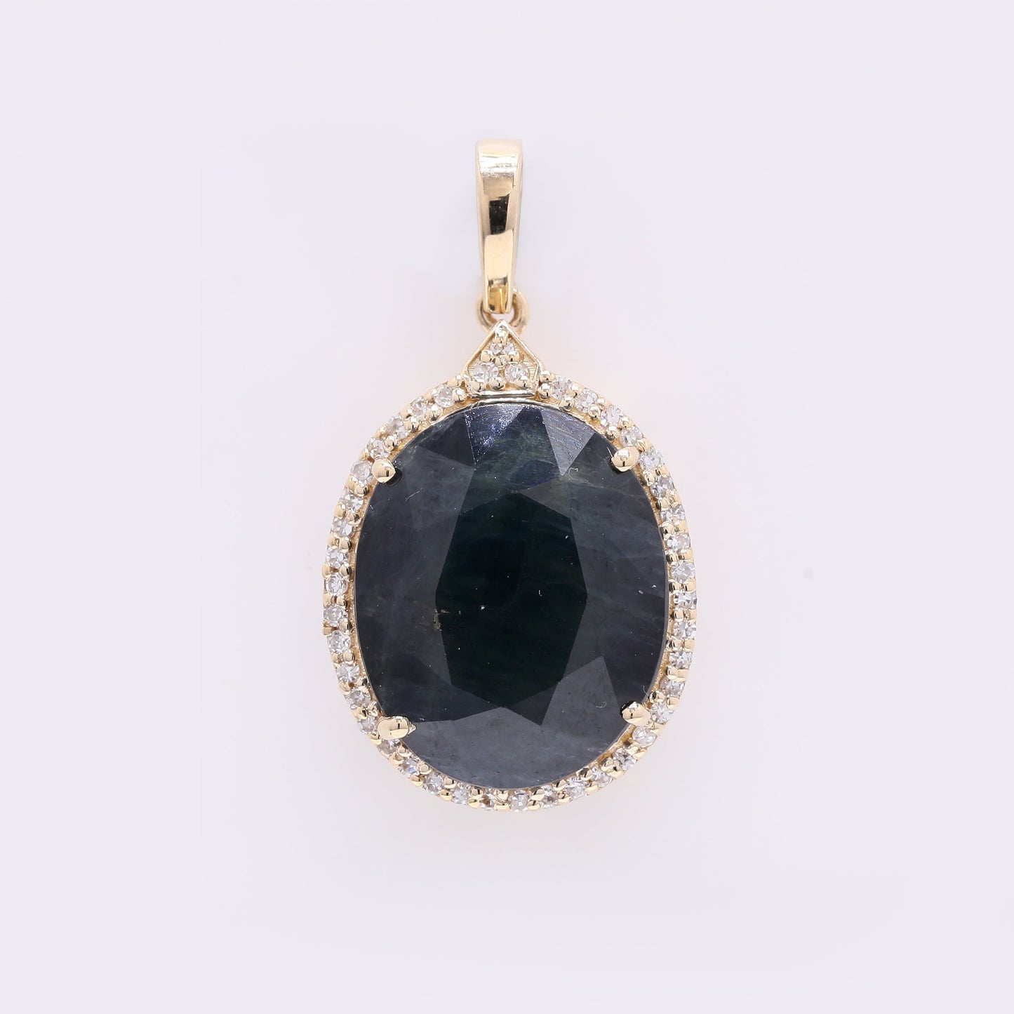 8.52 Ct Oval Mixed Cut Natural Sapphire 14K Gold Pendant
