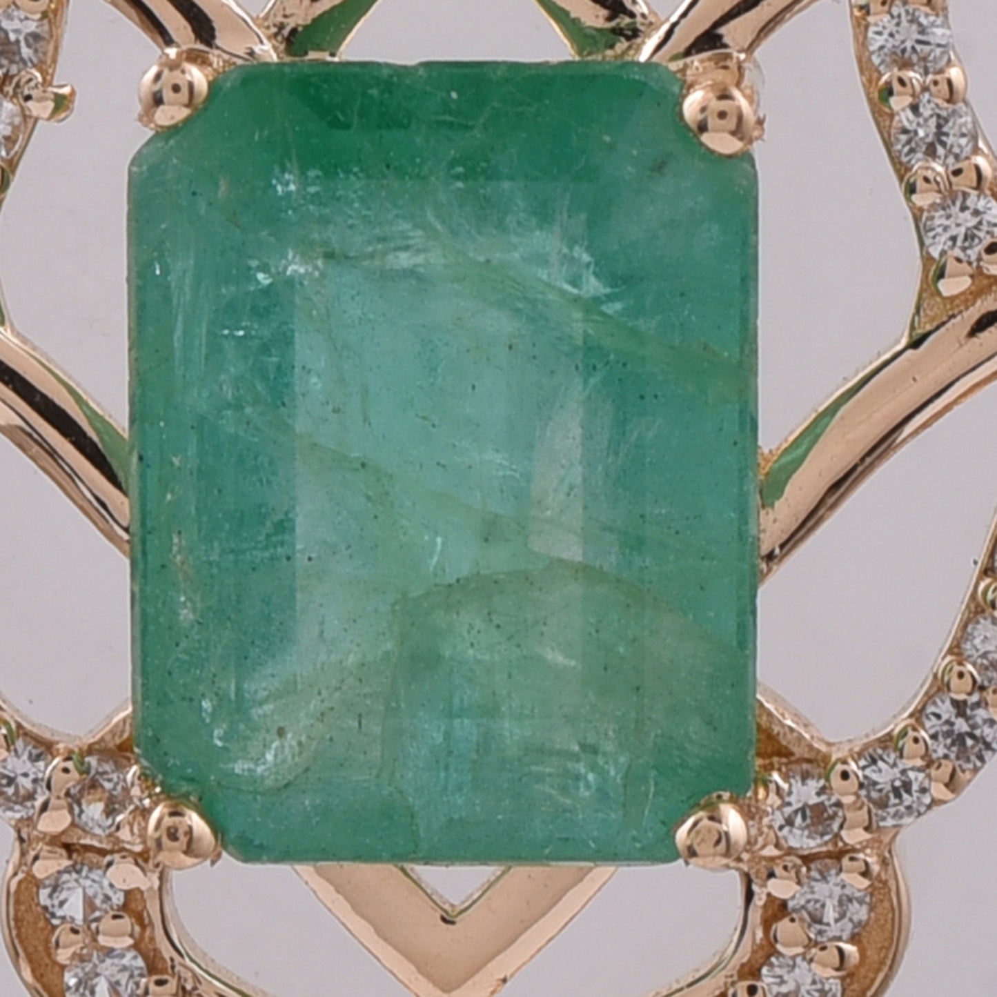 2.19 Ct Octagon Step Cut Natural Emerald 14K Gold Pendant