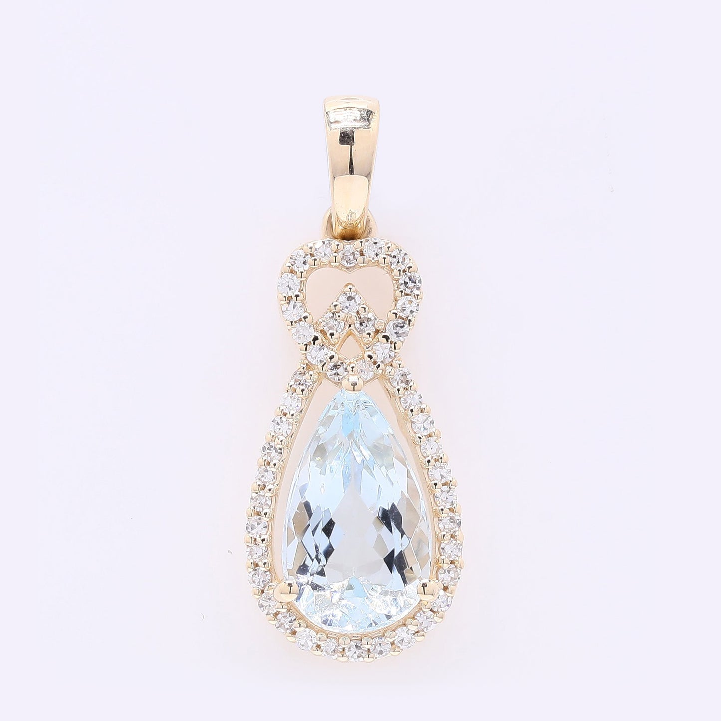 1.53 Ct Pear Mixed Cut Natural Aquamarine 14K Gold Pendant