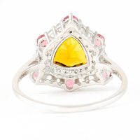 1.76 Ct Triangle Mixed Cut, Round Mixed Cut Natural Multi-Coloured Tourmaline 950 Platinum Ring