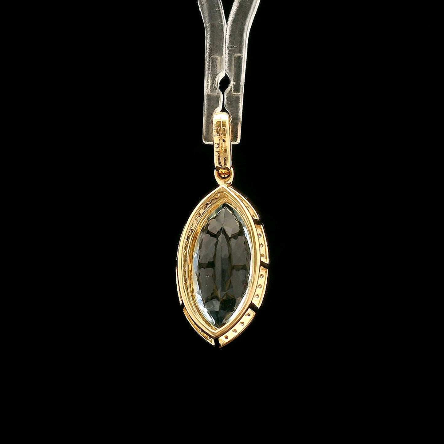 2.63 Ct Marquise Mixed Cut Natural Aquamarine 14K Gold Pendant