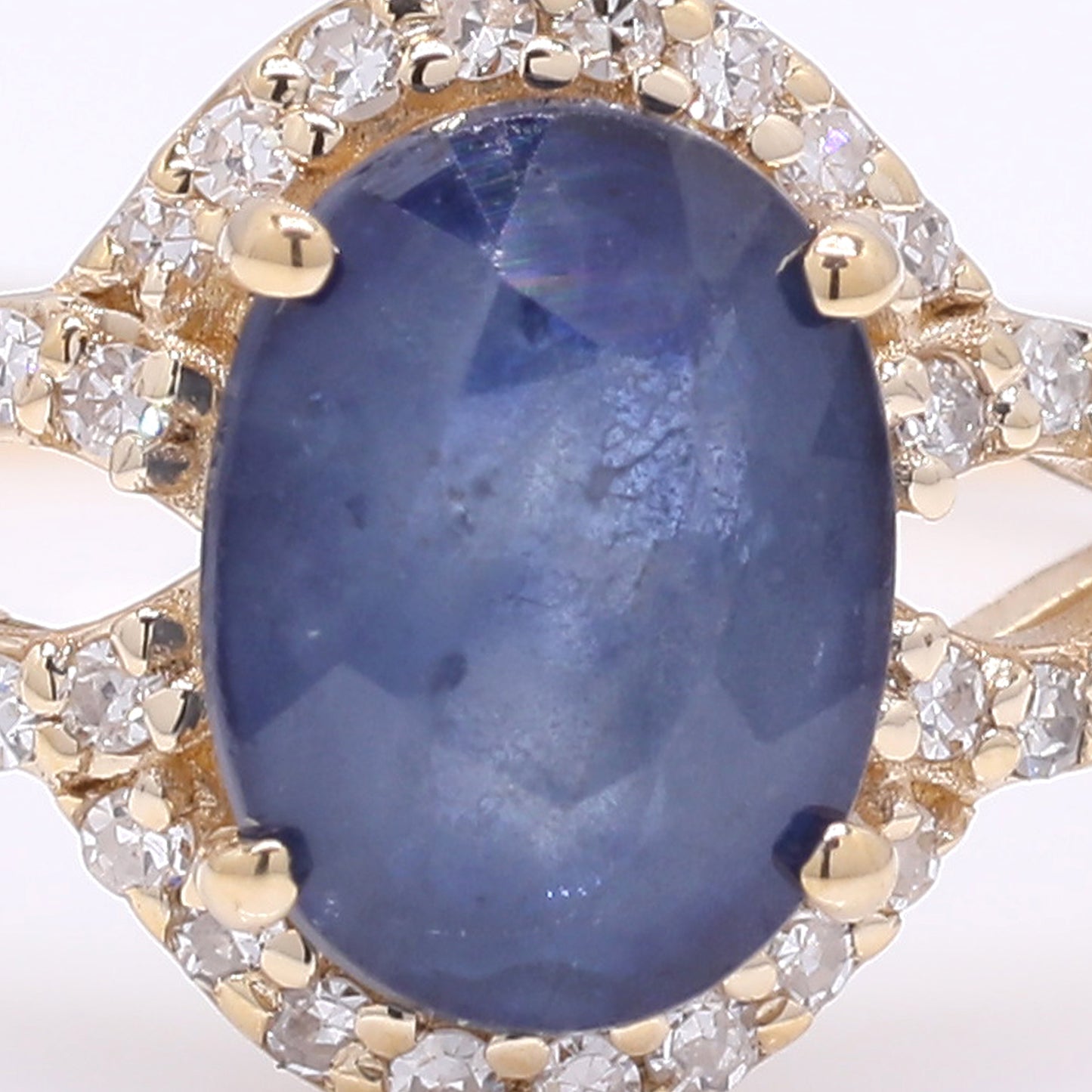 1.43 Ct Oval Mixed Cut Natural Sapphire 14K Gold Ring