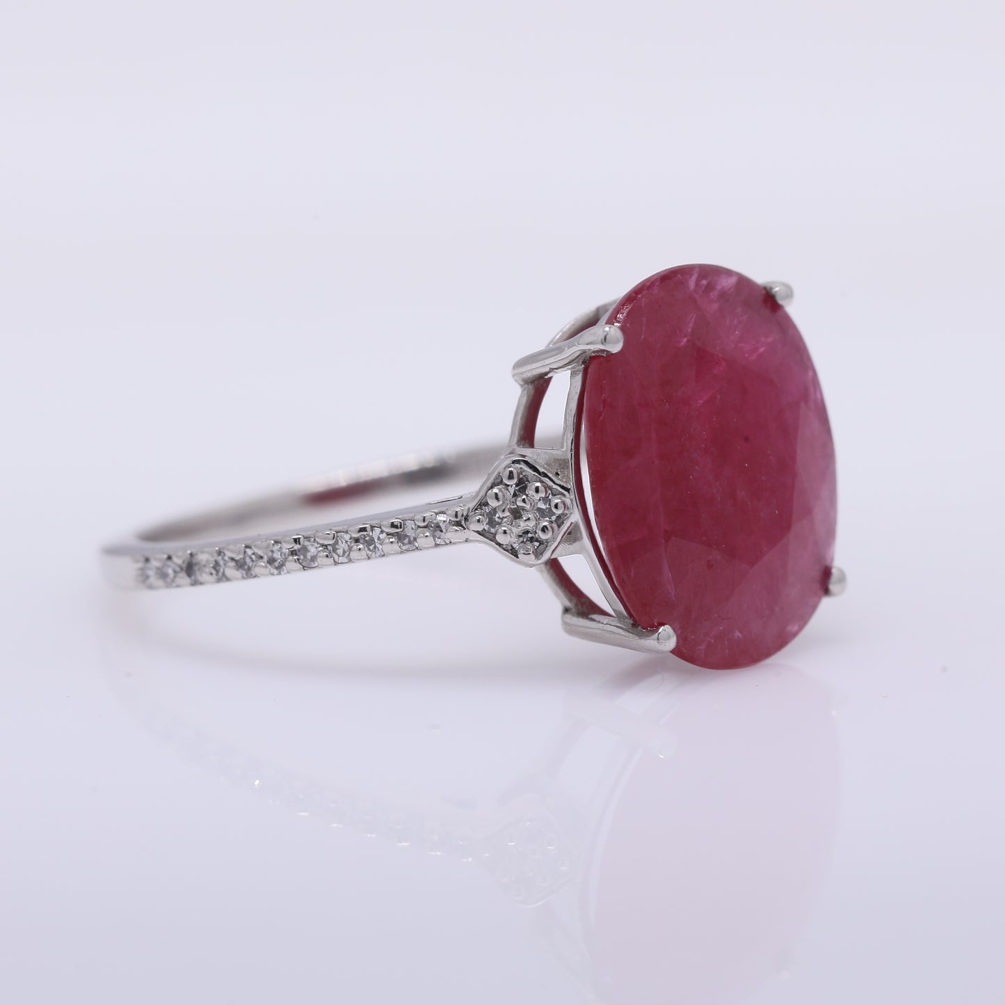 4.17 Ct Oval Mixed Cut Natural Ruby 950 Platinum Ring