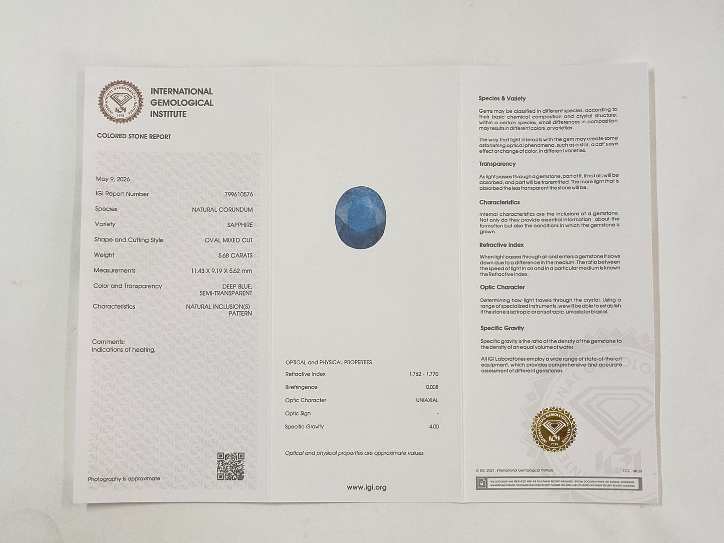 5.68 Natural Corundum Sapphire Oval Mixed Cut Gemstone