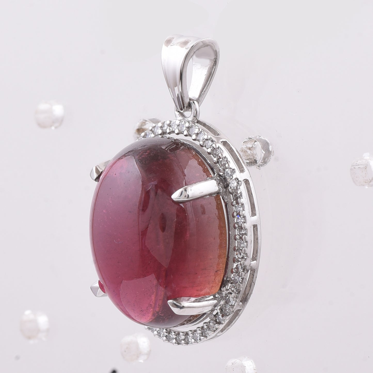 12.51 Ct Oval Natural Pink Tourmaline 950 Platinum Pendant