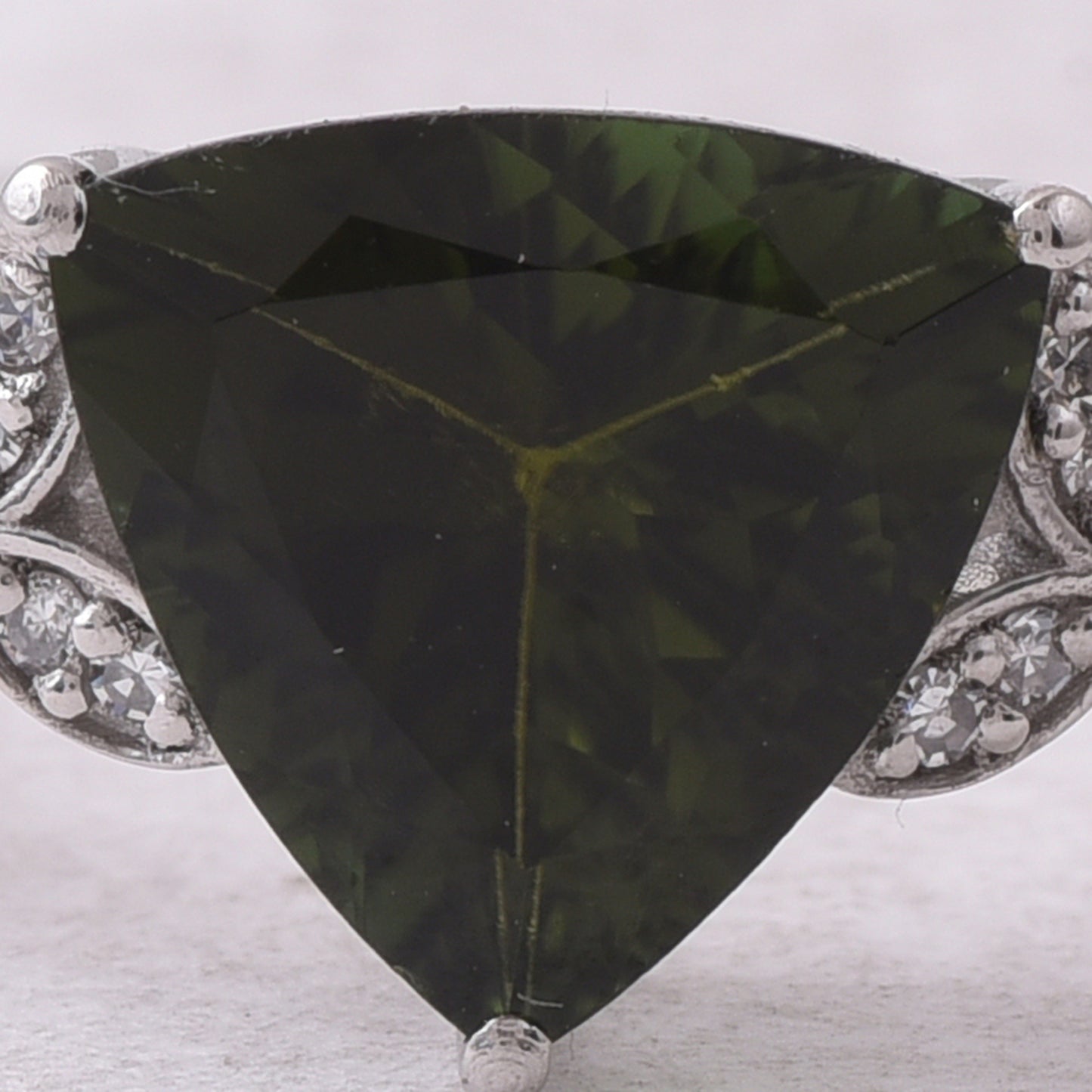 1.67 Ct Triangle Mixed Cut Natural Green Tourmaline 950 Platinum Ring