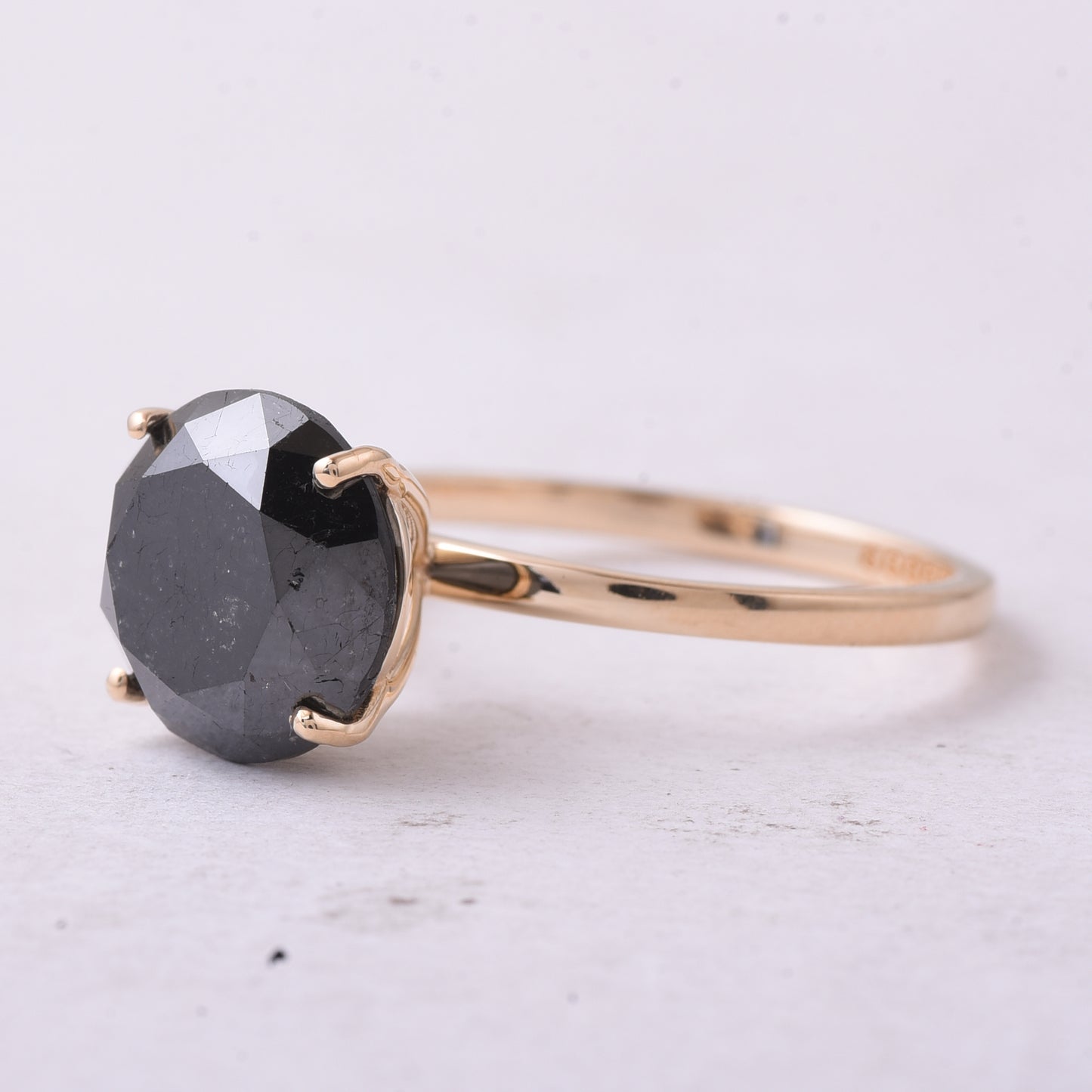 4.86 Ct Round Black Diamond 14K Gold Ring