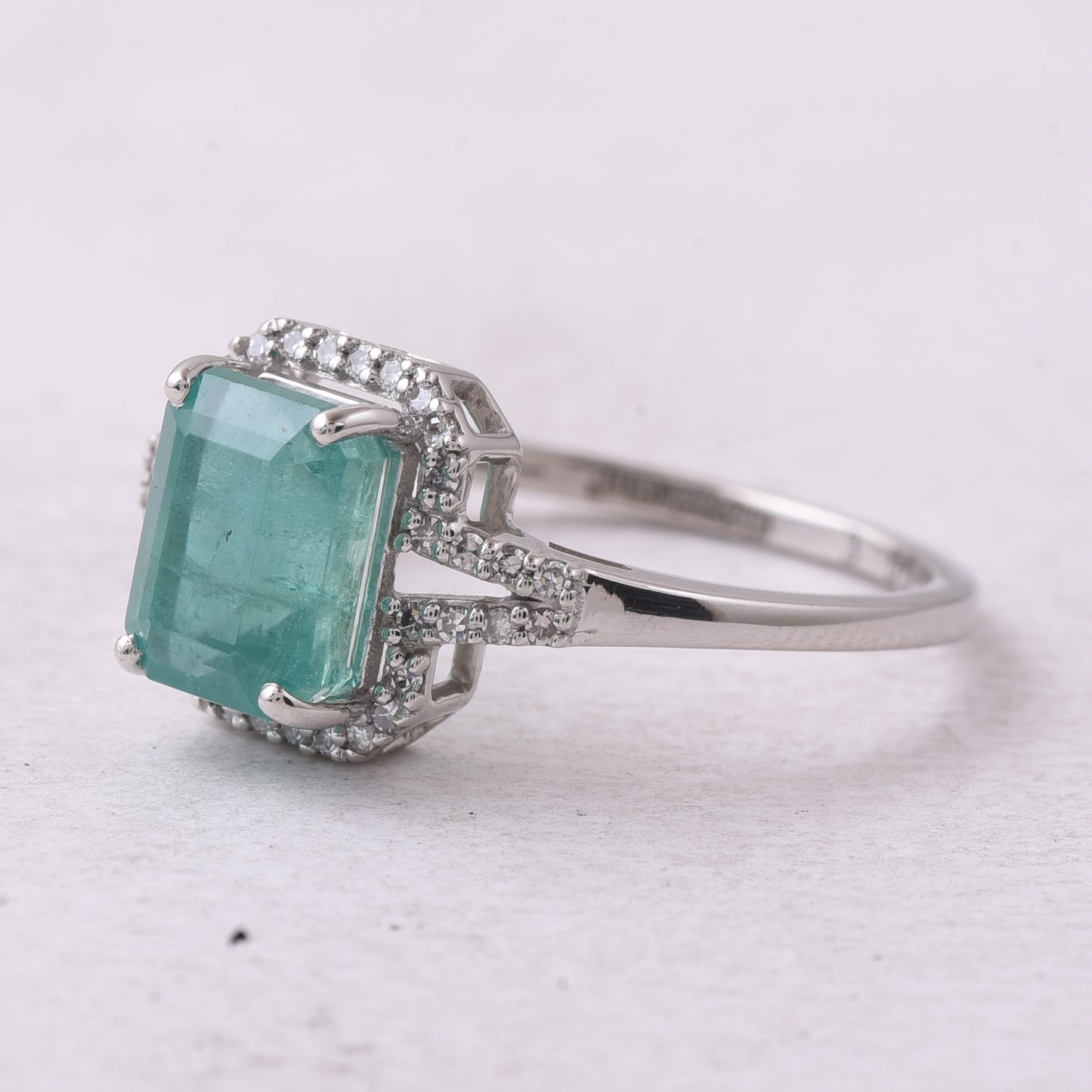 1.99 Ct Octagon Step Cut Natural Emerald 950 Platinum Ring