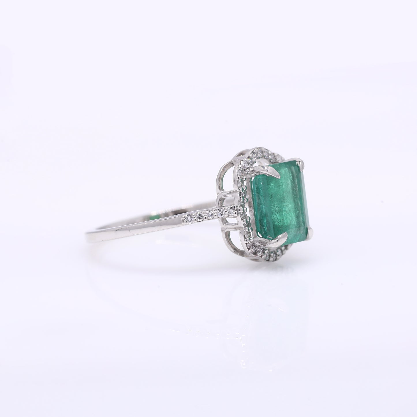 2.04 Ct Octagon Step Cut Natural Emerald 950 Platinum Ring