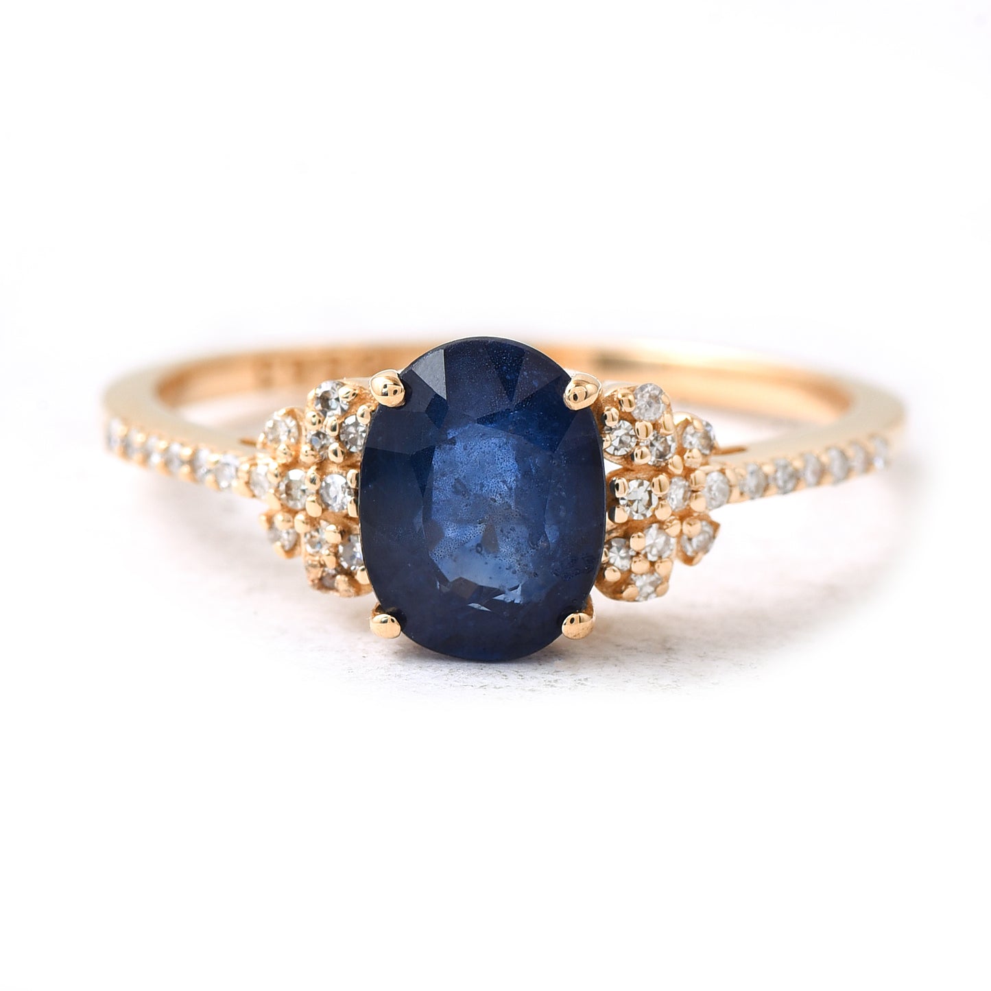 1.68 Ct Oval Mixed Cut Natural Sapphire 14K Gold Ring