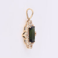 1.99 Ct Octagon Step Cut Natural Tourmaline 14K Gold Pendant