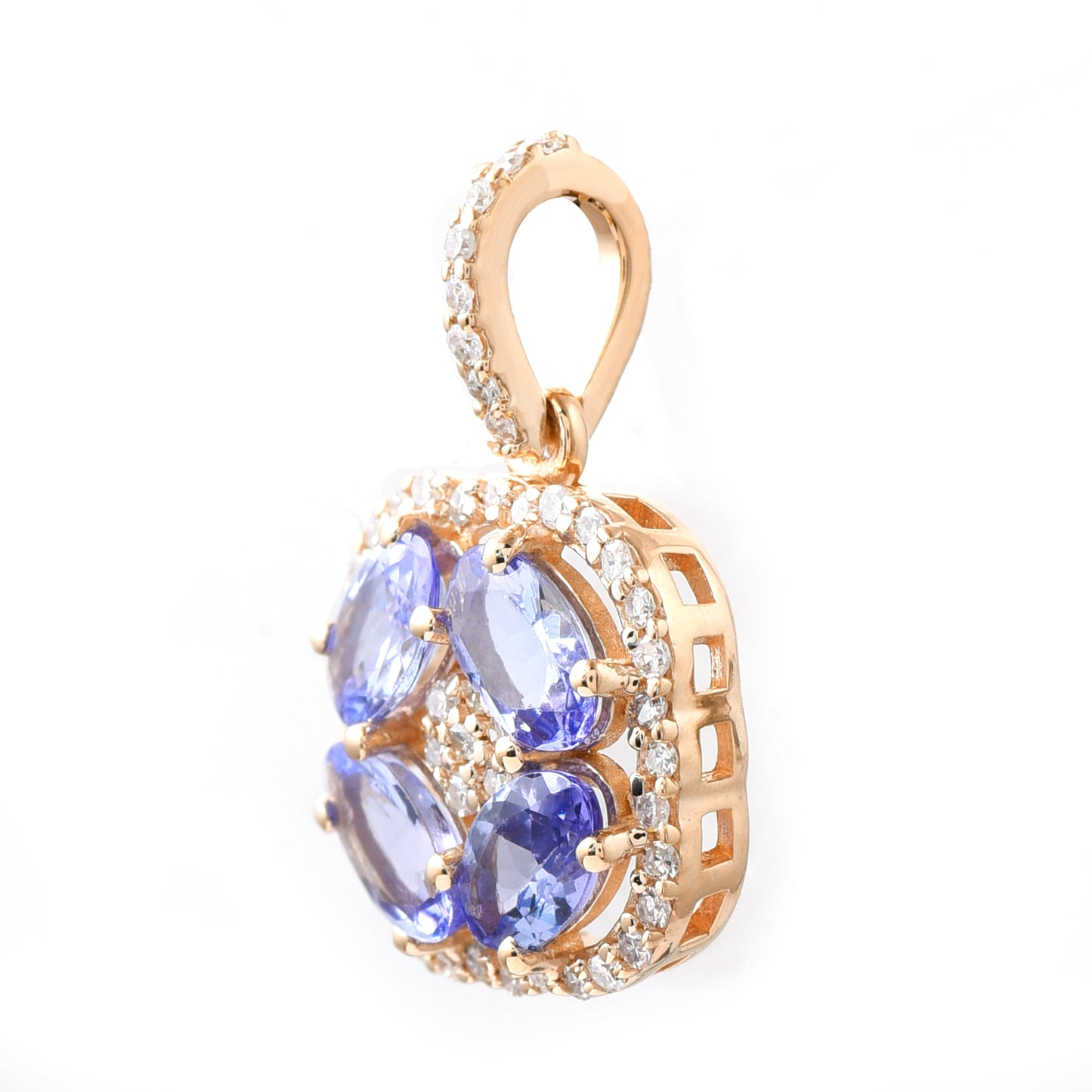 1.02 Ct Oval Mixed Cut Natural Tanzanite 14K Gold Pendant