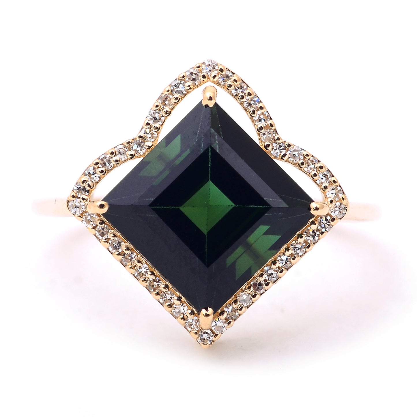 4.22 Ct Square Step Cut Natural Tourmaline 14K Gold Ring