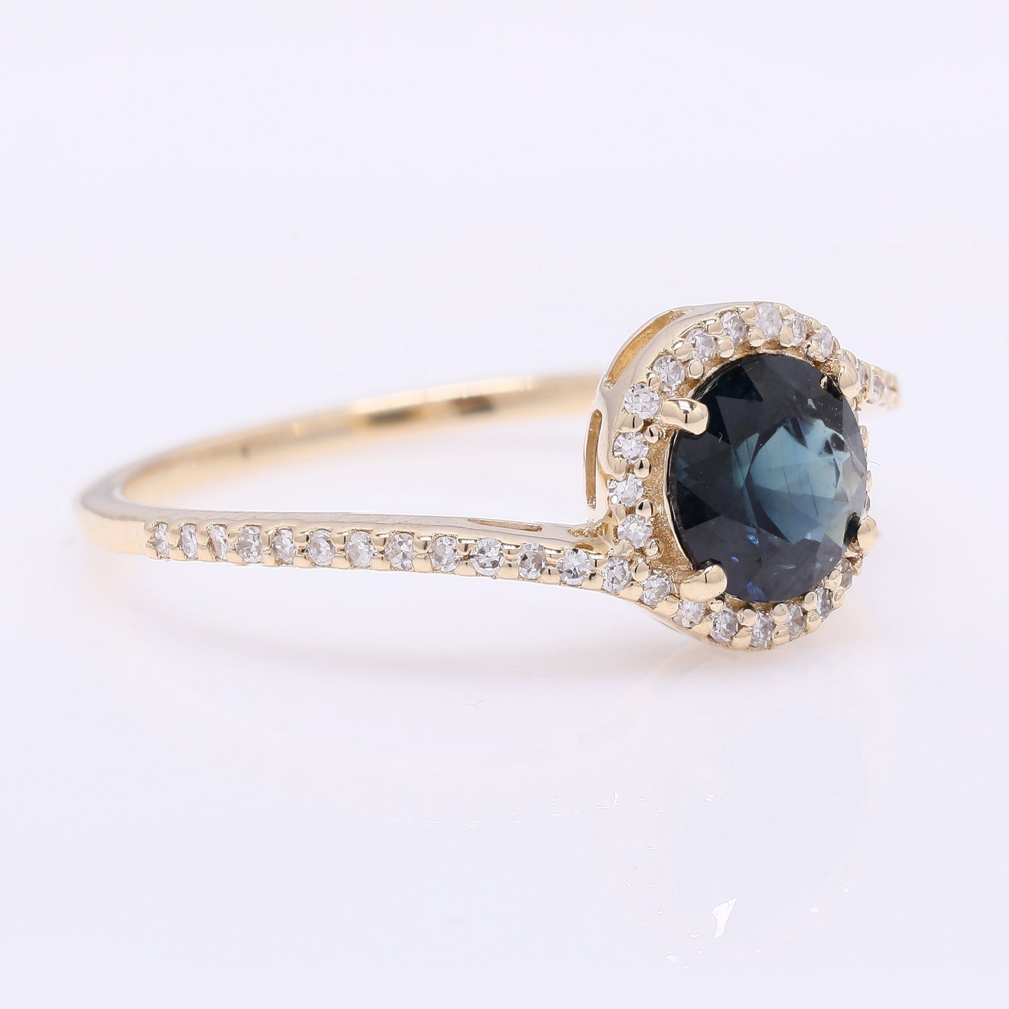 1.10 Ct Round Mixed Cut Natural Sapphire 14K Gold Ring