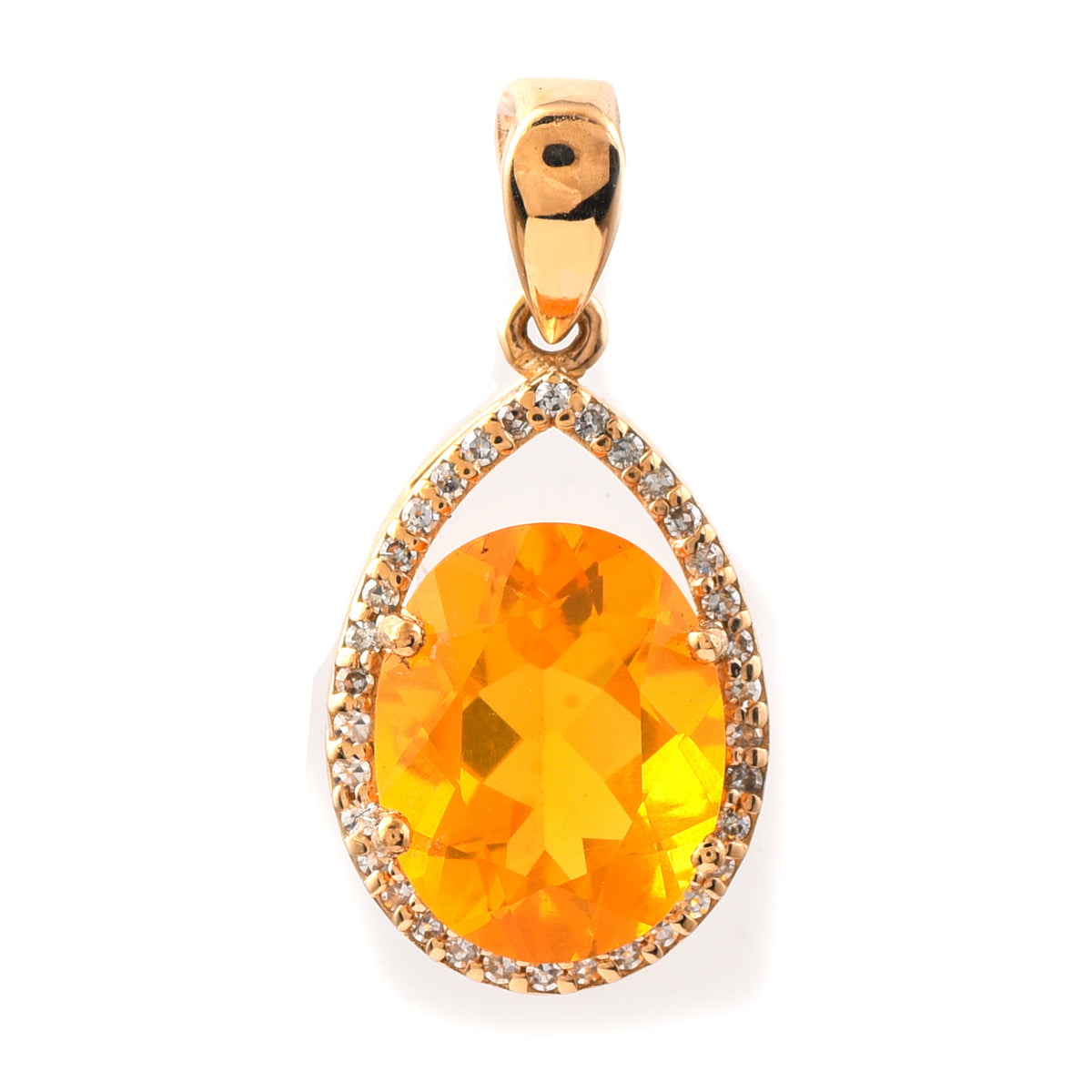 1.97 Ct Oval Mixed Cut Natural Fire Opal 14K Gold Pendant