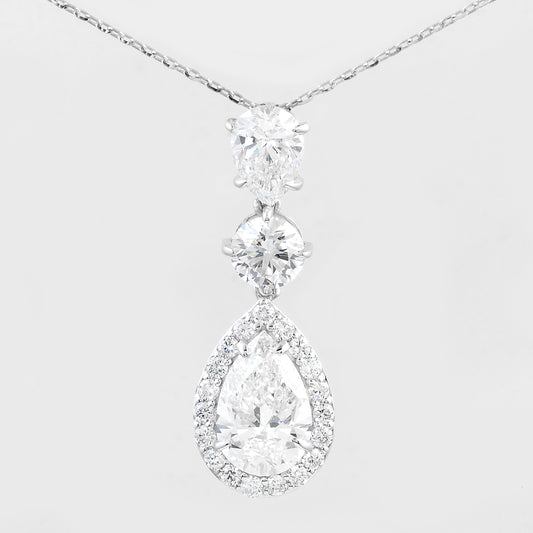 3.00 Carats Lab Grown Diamond 14K Gold Pendant