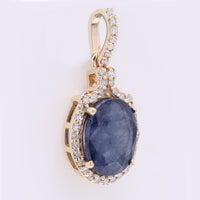 2.48 Ct Oval Mixed Cut Natural Sapphire 14K Gold Pendant
