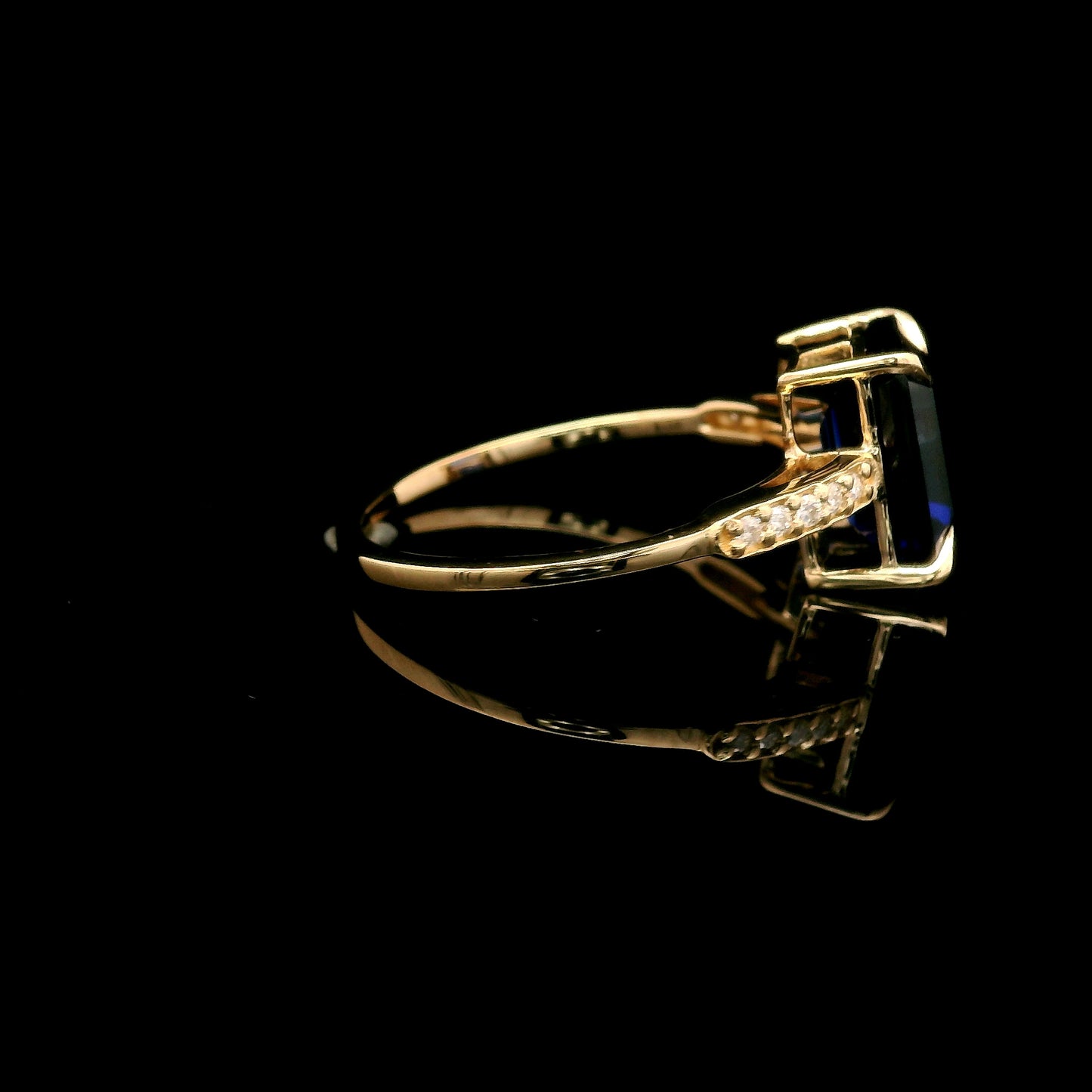 3.76 Ct Emerald Cut Lab Grown Sapphire 14K Gold Ring
