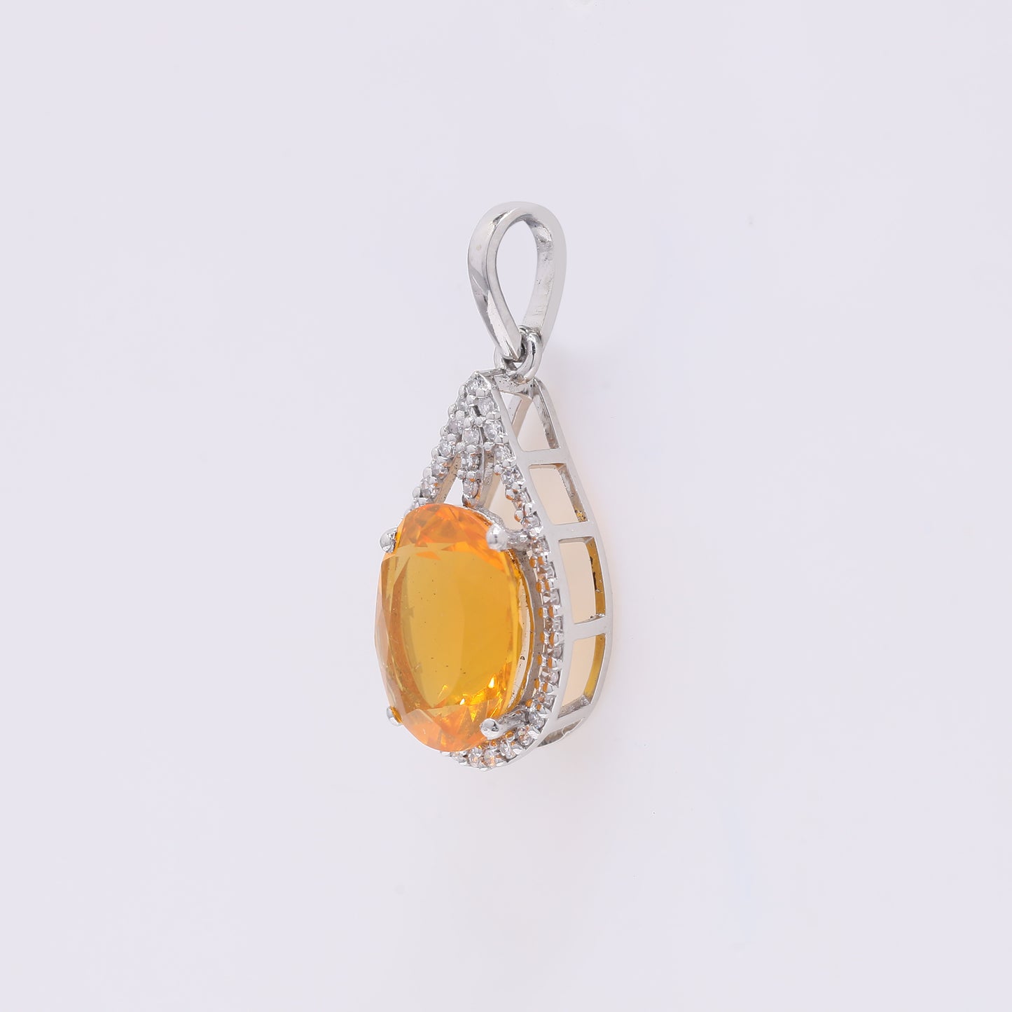 1.79 Ct Oval Mixed Cut Natural Fire Opal 950 Platinum Pendant