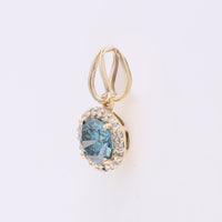 0.62 Ct Round Blue Diamond 14K Gold Pendant
