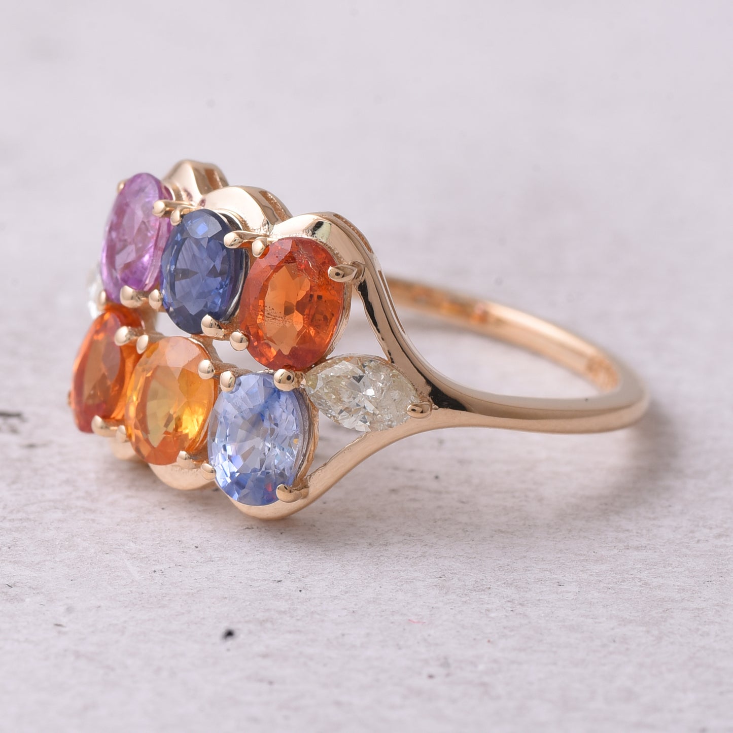 2.63 Ct Oval Natural Multi-Coloured Sapphire 14K Gold Ring