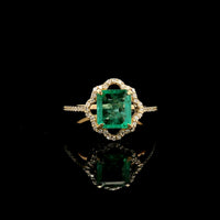 1.47 Ct Octagon Step Cut Natural Emerald 14K Gold Ring