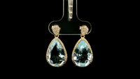 8.07 Ct Pear Aquamarine 9K Gold Earrings