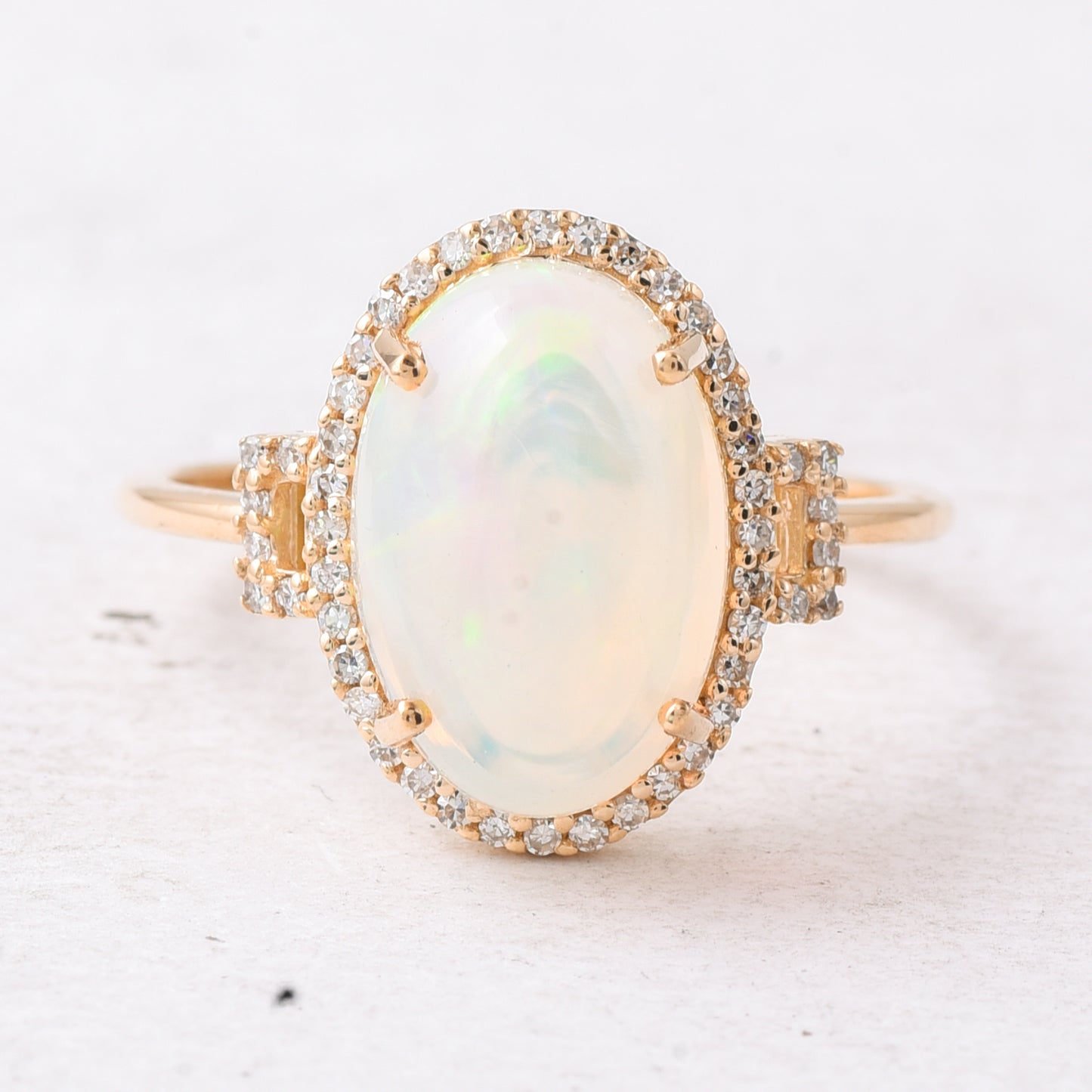 2.46 Ct Oval Cabochon Cut Natural Opal 14K Gold Ring