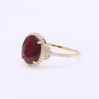 3.13 Ct Oval Mixed Cut Natural Corundum Ruby 14K Gold Ring