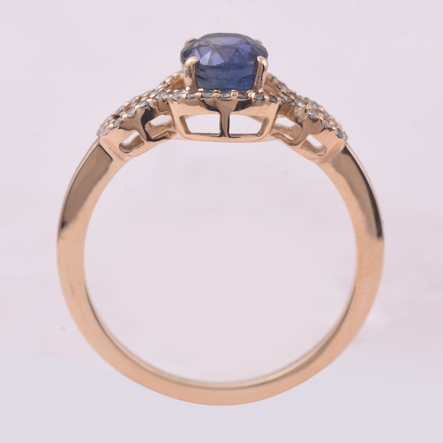 1.59 Ct Oval Mixed Cut Natural Sapphire 14K Gold Ring