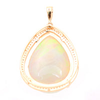 22.26 Ct Pear Cabochon Natural Opal 14K Gold Pendant