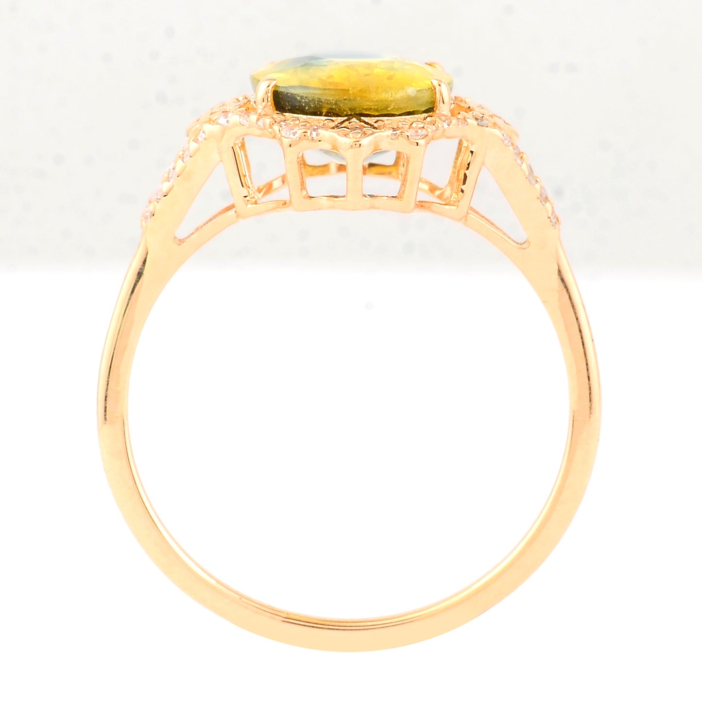 3.03 Ct Oval Mixed Cut Natural Bi Coloured Sapphire 14K Gold Ring