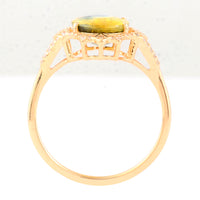 3.03 Ct Oval Mixed Cut Natural Bi Coloured Sapphire 14K Gold Ring