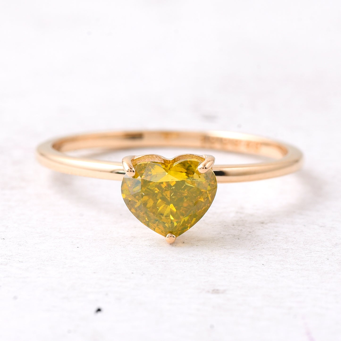 1.04 Ct Heart Yellow Diamond 14K Gold Ring