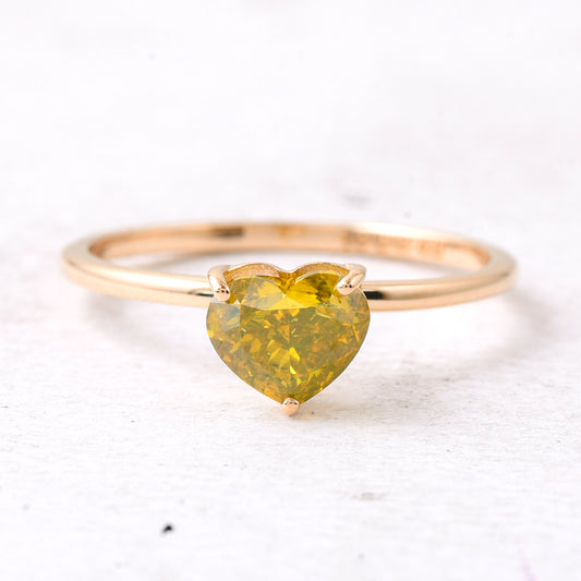 1.04 Ct Heart Yellow Diamond 14K Gold Ring