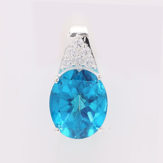 6.81 Ct Oval Paraiba Topaz 925 Silver Pendant