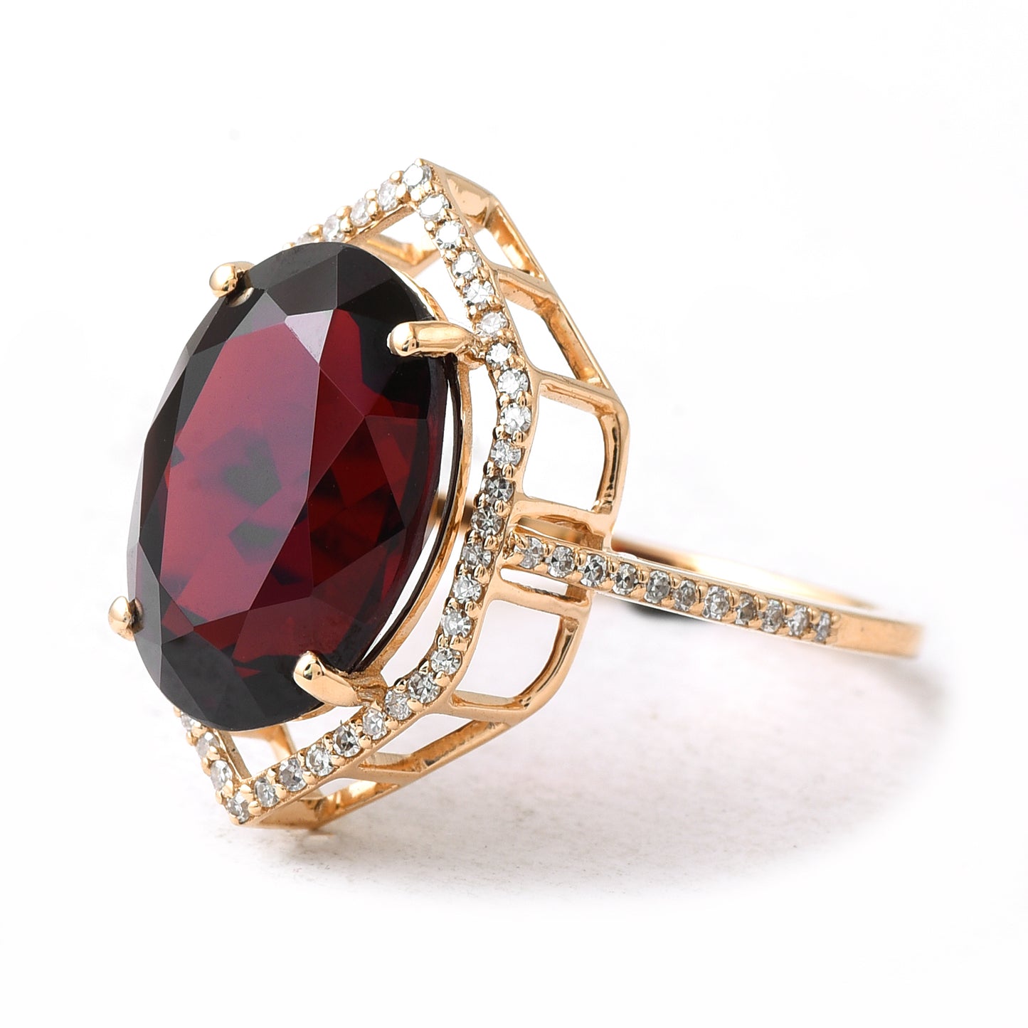 2.30 Ct Oval Mixed Cut Natural Garnet 14K Gold Ring