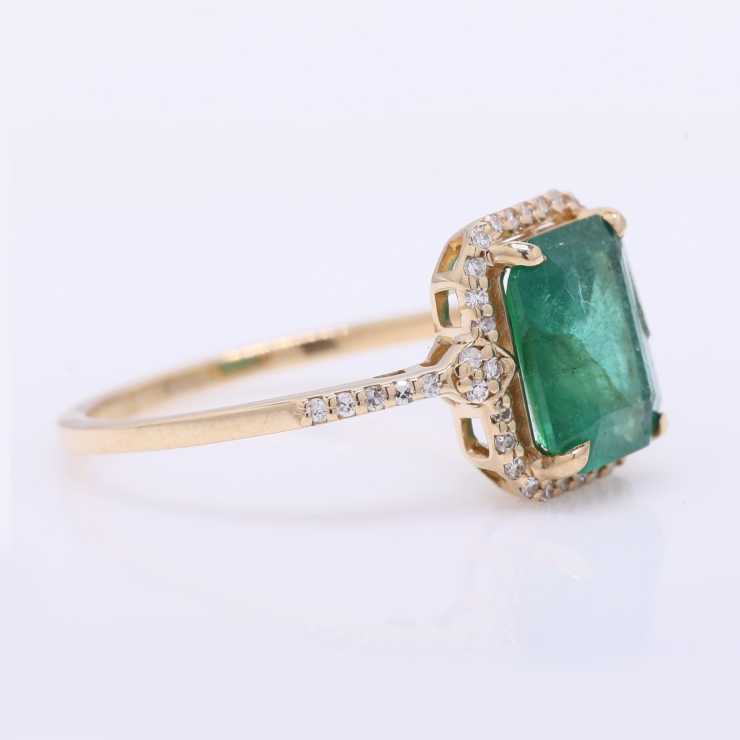 1.83 Ct Octagon Step Cut Natural Emerald 14K Gold Ring