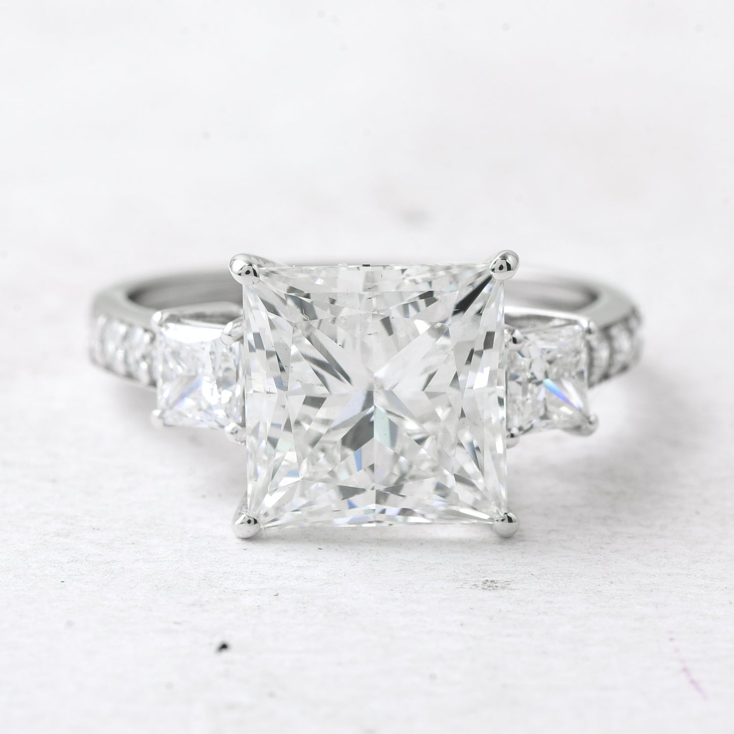 5.27 Ct Princess Lab Grown Diamond 14K Gold Ring