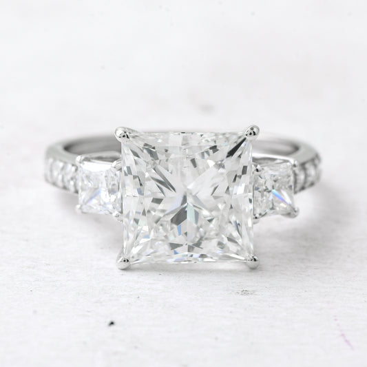 5.27 Ct Princess Lab Grown Diamond 14K Gold Ring