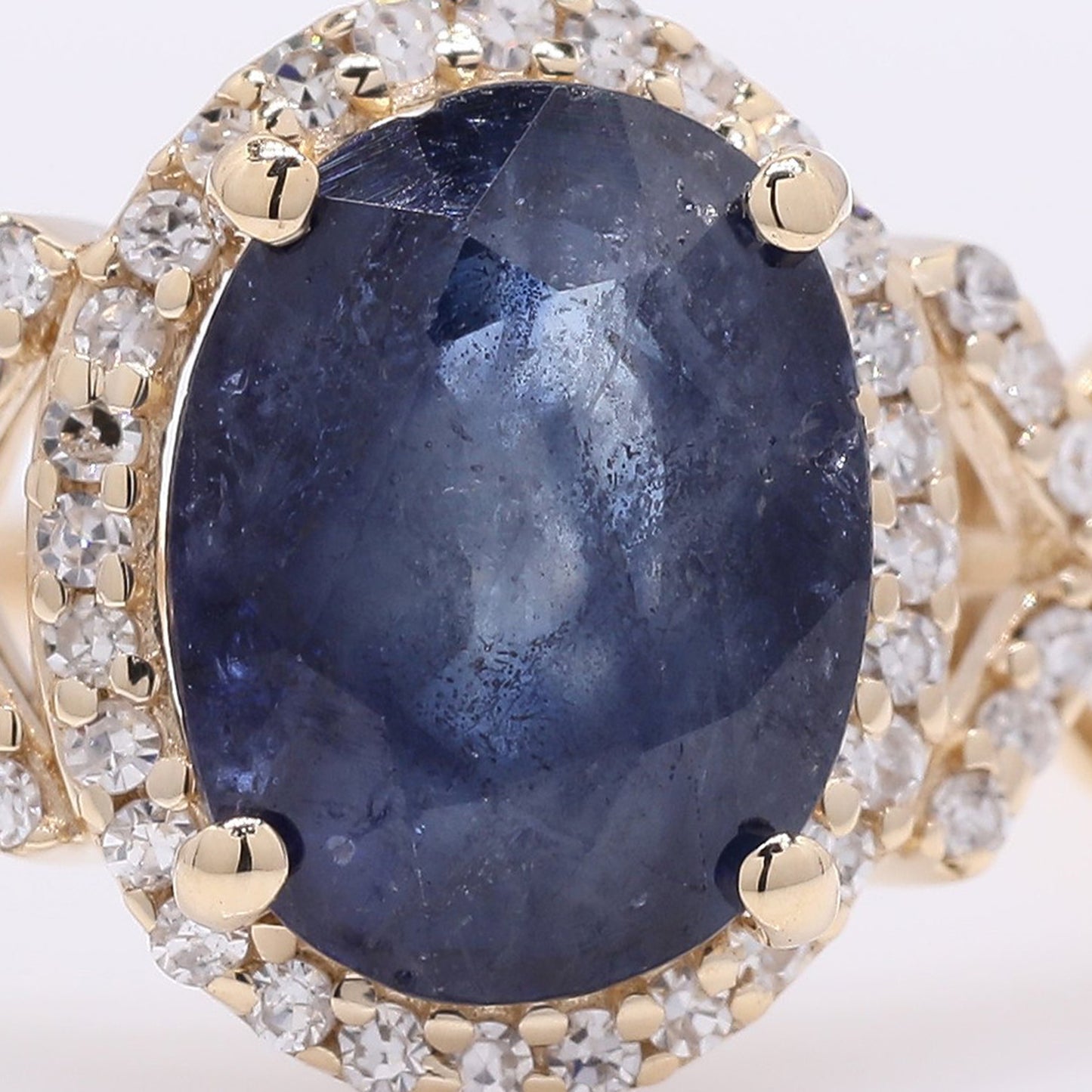 2.30 Ct Oval Mixed Cut Natural Sapphire 14K Gold Ring