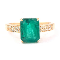 2.91 Ct Octagon Step Cut Natural Emerald 14K Gold Ring