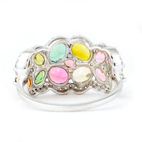 3.07 Ct Oval Mixed Cut, Round Mixed Cut Natural Multi-Coloured Tourmaline 950 Platinum Ring