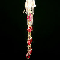 20.75 Ct Oval Mixed Cut Lab Grown Ruby 14K Gold Earrings