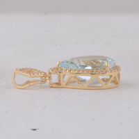 3.64 Ct Pear Aquamarine 9K Gold Pendant