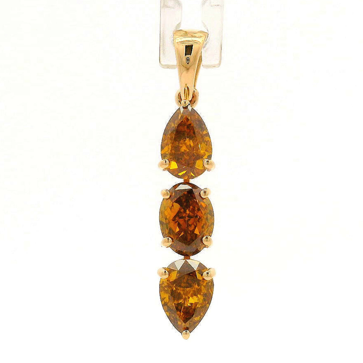 1.59 Ct Pear Yellow Diamond 14K Gold Pendant