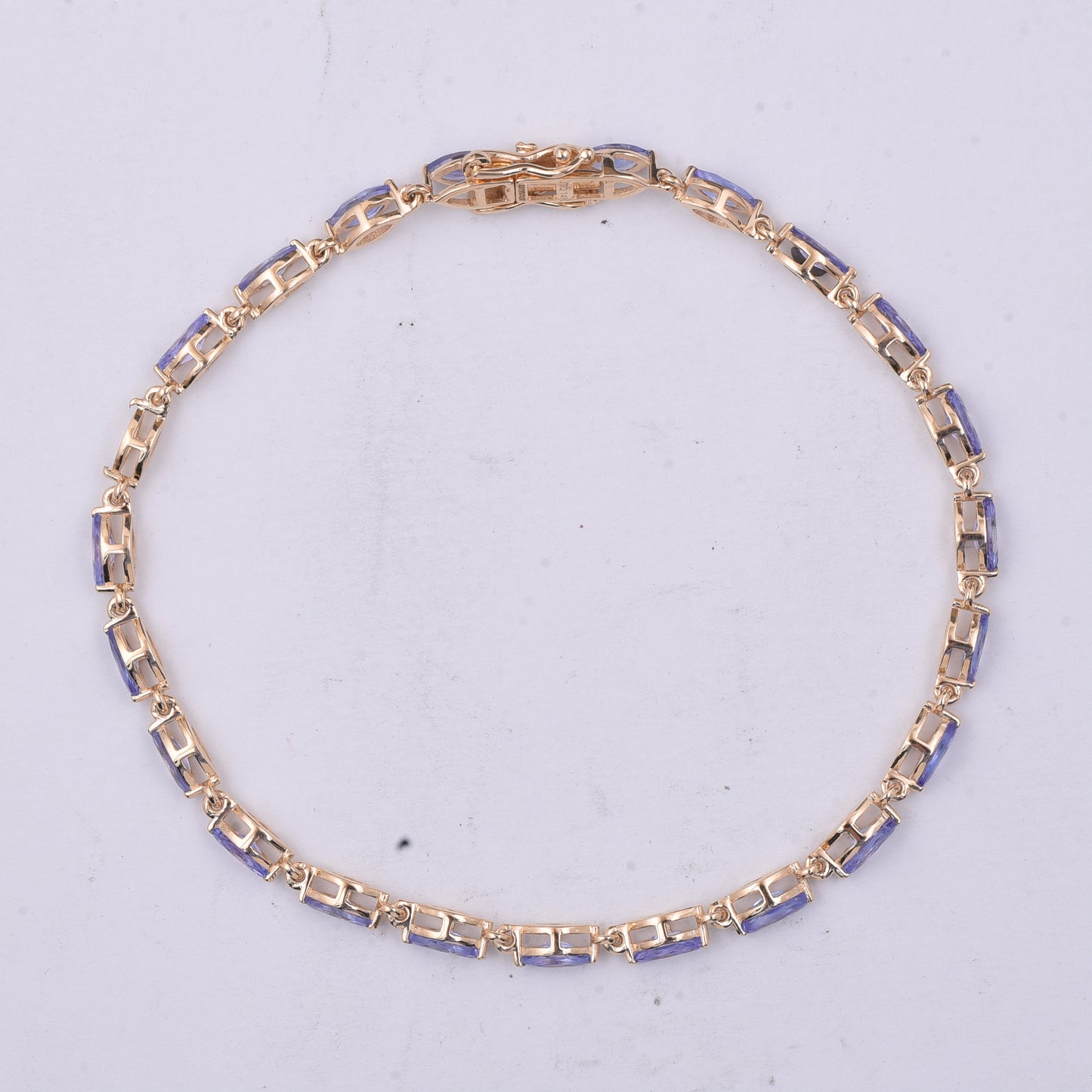 3.09 Ct Marquise Natural Tanzanite 14K Gold Bracelet