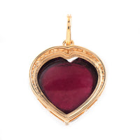 12.32 Ct Heart Cabochon Natural Rubellite 14K Gold Pendant